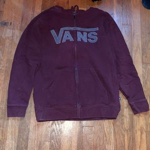 vans burgundy zip up hoodie